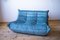 Vintage Lazure Sea Velvet 2-Seat Togo Sofa by Michel Ducaroy for Ligne Roset 8