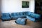 Blaues Samt Wohnzimmer Set von Michel Ducaroy für Ligne Roset, 1970er, 5er Set 1