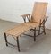 Green Striped Rattan Folding Deck Chair or Patio Lounger, France 1
