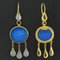 Boucles d'Oreilles Pendantes Intaglio Vermeil en Cristal Bleu, Italie, Set de 2 5