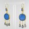 Italian Crystal Blue Intaglio Vermeil Pendant Earrings, Set of 2, Image 2