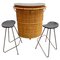 Mid-Century Bamboo Bar and 2 High Stools, 1960s, Set of 3, Image 1