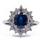 Vintage 18k Gold Ring with Central Sapphire and Diamonds, 70s 1