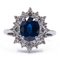 Vintage 18k Gold Ring with Central Sapphire and Diamonds, 70s, Image 1