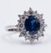 Vintage 18k Gold Ring with Central Sapphire and Diamonds, 70s, Image 3