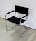 Black Leather and Chrome Metal Chair, 1970s 3