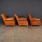 20th Century French Tan Leather Club Chairs, 1930s, Set of 3, Image 5