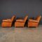 20th Century French Tan Leather Club Chairs, 1930s, Set of 3 6