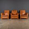 20th Century French Tan Leather Club Chairs, 1930s, Set of 3 2