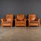 20th Century French Tan Leather Club Chairs, 1930s, Set of 3, Image 2