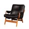 Sedia in pelle nera e teak di Ikea, XX secolo, anni '60, Immagine 1