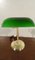 Lampe Ministerial en Laiton avec Abat-Jour en Verre Vert Carrelé, Angleterre, 1960s 11