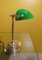 Ministerial Brass Lamp with Lampshade in Tile Green Glass, England, 1960s 21