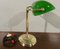 Ministerial Brass Lamp with Lampshade in Tile Green Glass, England, 1960s 2