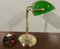 Ministerial Brass Lamp with Lampshade in Tile Green Glass, England, 1960s, Image 2