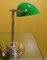 Ministerial Brass Lamp with Lampshade in Tile Green Glass, England, 1960s 1