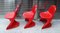 Chaises Vintage Modèle 2000 / 0/1 en Plastique Rouge de Casala, 1972, Set de 3 1