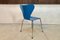 Danish Blue Series 7 3107 Stackable Dining or Desk Chair by Arne Jacobsen for Fritz Hansen, 1955, Image 3