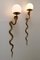 Cast Brass Cobra Sconces or Wall Lamps by Maison Jansen, 1950s, Set of 2 2