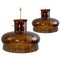 Brown and Bubble Glass Pendant Light by Carl Fagerlund for Orrefors, Set of 2 1