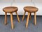 French Pine Stools in the style of Charlotte Perriand, 1960s, Set of 2 1