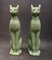 Italienische Mid-Century Katzen Skulpturen aus Celadon Keramik, 2er Set 1