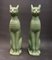Italienische Mid-Century Katzen Skulpturen aus Celadon Keramik, 2er Set 6