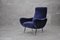 Mid-Century Blue Velvet Armchair, 1960s 1