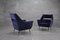 Mid-Century Sessel aus blauem Samt, 1960er, 2er Set 3