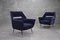 Mid-Century Armchairs in Blue Velvet, 1960s, Set of 2 1