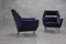 Mid-Century Sessel aus blauem Samt, 1960er, 2er Set 4