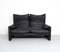 Schwarzes Maralunga Ledersofa von Vico Magistretti für Cassina 3