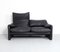 Black Leather Maralunga Sofa by Vico Magistretti for Cassina 4