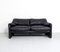 Black Leather Maralunga Sofa by Vico Magistretti for Cassina 1
