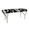 Italian Modern Black Lacquered Iron and Patterned Cotton Stool, 1970s 3