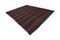 Vintage Goat Hair Black Flatweave Rug with Red Stripes, Image 6