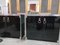 Vintage Black Cloth & Wood Sideboards with Marble Tops by Guido Faleschini for I 4 Mariani, Set of 2 3