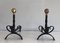 Wrought Iron and Brass Andirons, French, 1950s, Set of 2 2