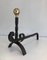 Wrought Iron and Brass Andirons, French, 1950s, Set of 2, Image 7