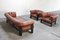 Mid-Century Ledersofa und Sessel Set von Tobia Scarpa für Gavina, 1960er 1