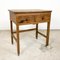 Vintage Industrial Wooden Side Table with Drawers on Casters, Image 9