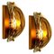 Brass and Brown Glass Hand Blown Murano Glass Wall Lights, Set of 2 1