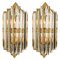 Murano Glass and Gilt Brass Sconces in the Style of Venini, Italy, Set of 2 1