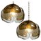 Smoked Glass and Brass Pendant Lamps in the Style of Kalmar, 1970s, Set of 2, Image 1