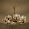 Large Brass Chandelier with 8 Icicle Glass Shades from Doria, 1960s 14