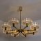 Large Brass Chandelier with 8 Icicle Glass Shades from Doria, 1960s 6