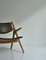 Lounge Chairs in Oak and Dark Green Leather by Hans J. Wegner, 1960s, Set of 2, Image 6