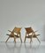 Lounge Chairs in Oak and Dark Green Leather by Hans J. Wegner, 1960s, Set of 2 15