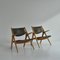 Fauteuils en Chêne et Cuir Vert Foncé par Hans J. Wegner, 1960s, Set de 2 4