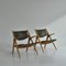 Lounge Chairs in Oak and Dark Green Leather by Hans J. Wegner, 1960s, Set of 2 4